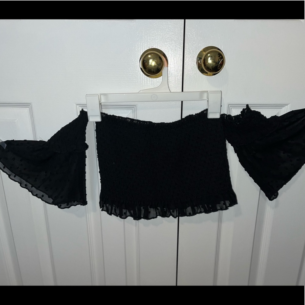 Shein black off the shoulder crop top